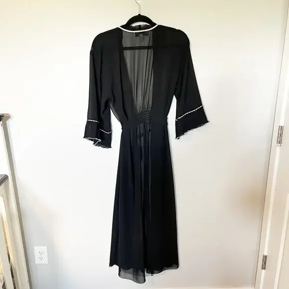Oscar de la renta black sheer‎ long robe women’s small